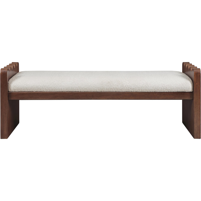 Meridian Sonia Cream Velour Fur Fabric Bench IMAGE 3