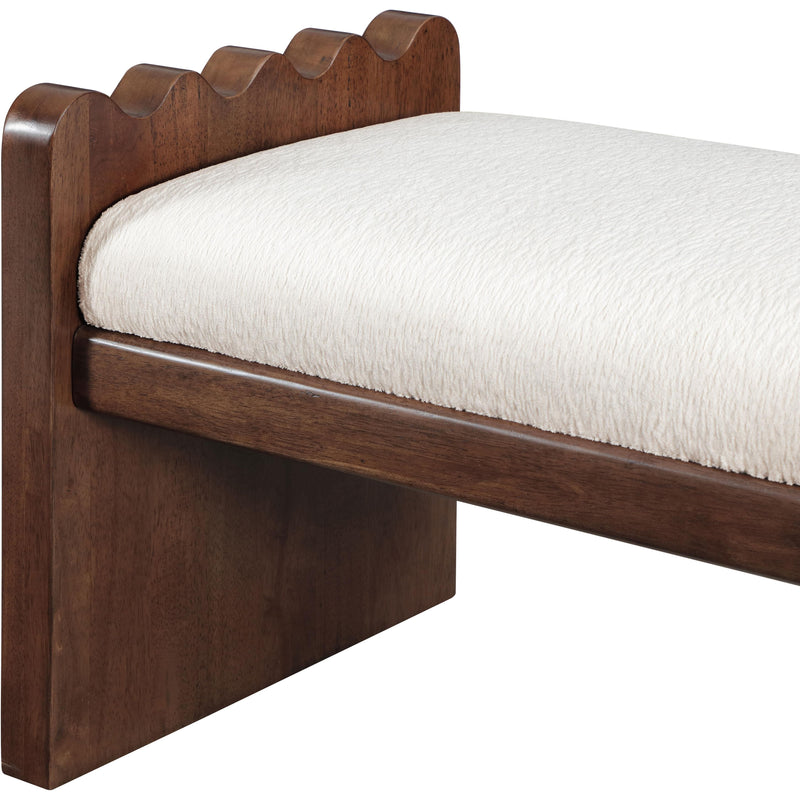 Meridian Sonia Cream Velour Fur Fabric Bench IMAGE 6
