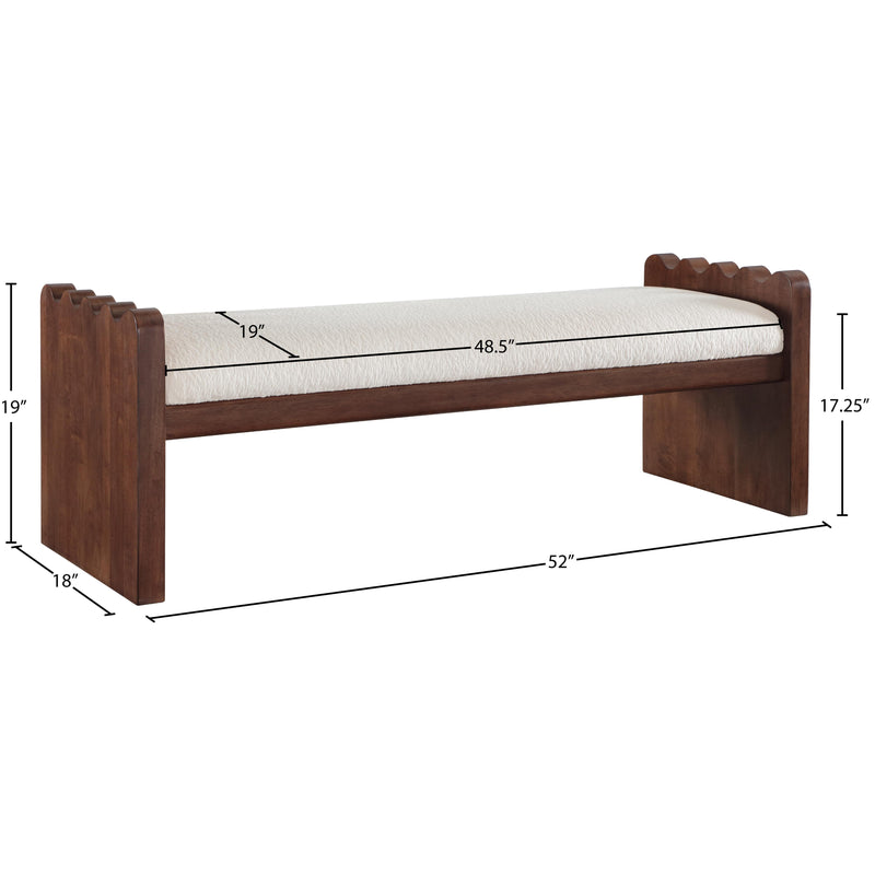 Meridian Sonia Cream Velour Fur Fabric Bench IMAGE 7
