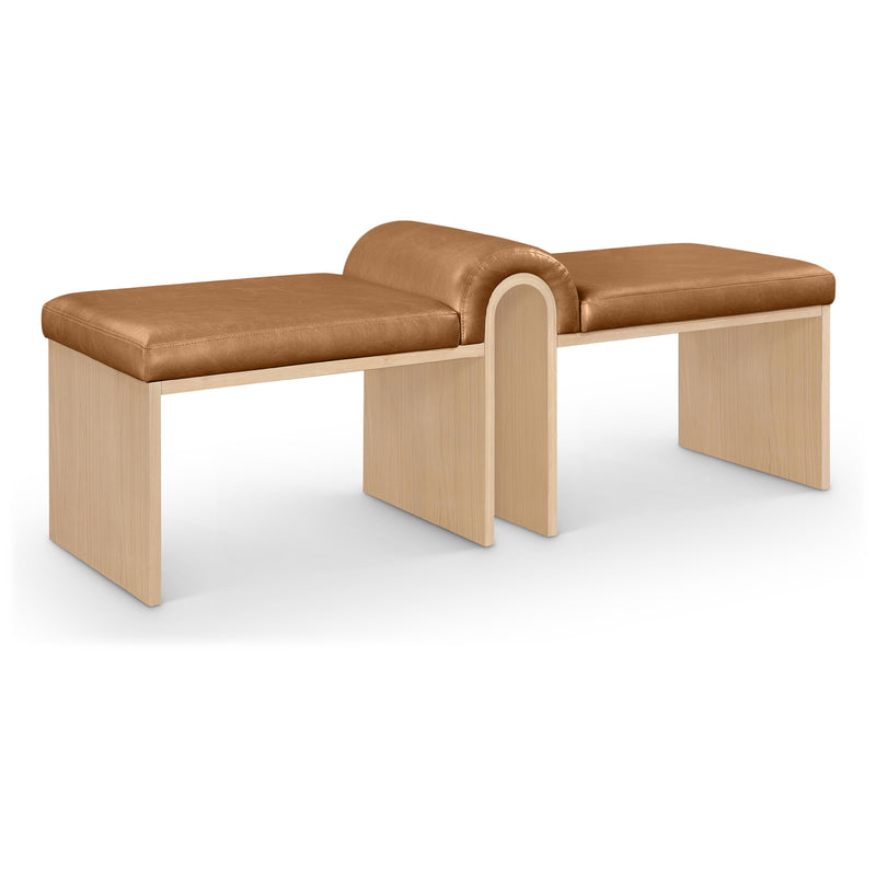 Meridian Delphine Cognac Vegan Leather Bench IMAGE 1