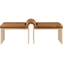 Meridian Delphine Cognac Vegan Leather Bench IMAGE 3