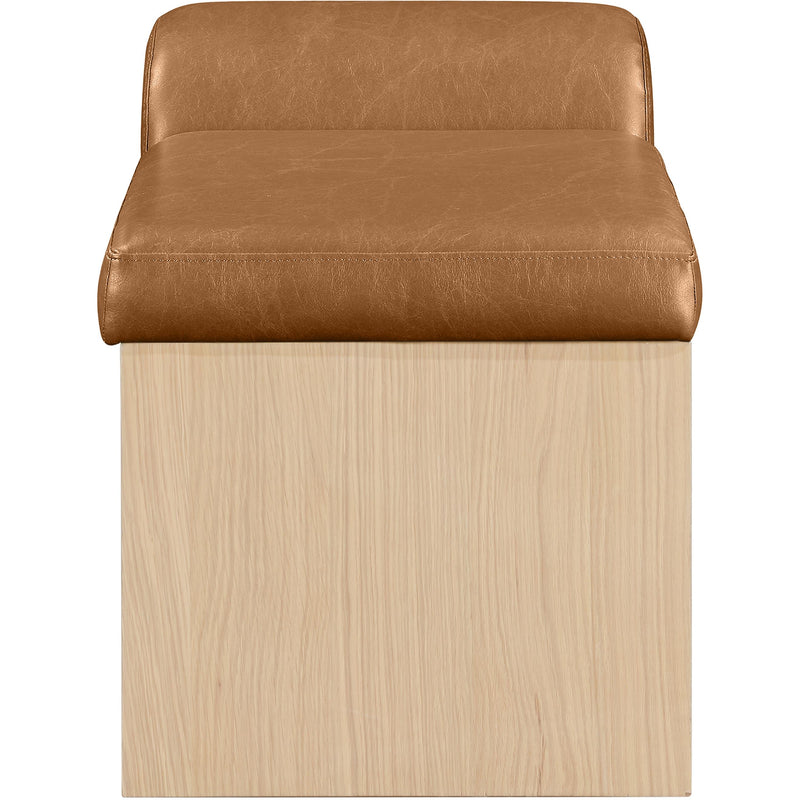Meridian Delphine Cognac Vegan Leather Bench IMAGE 4