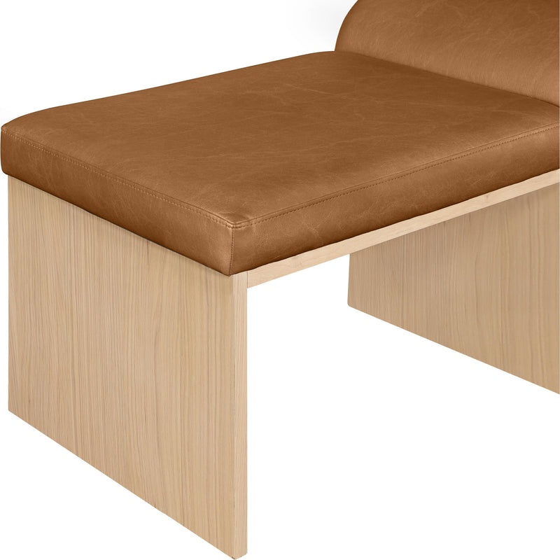 Meridian Delphine Cognac Vegan Leather Bench IMAGE 5