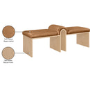 Meridian Delphine Cognac Vegan Leather Bench IMAGE 8
