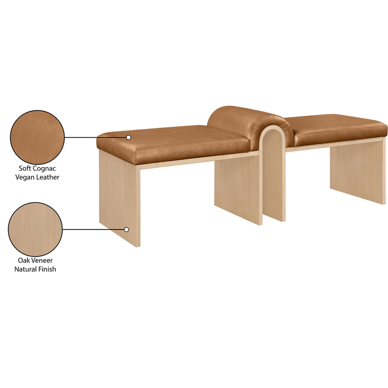 Meridian Delphine Cognac Vegan Leather Bench IMAGE 8