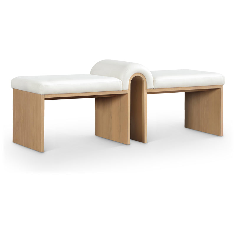 Meridian Delphine Cream Vegan Leather Bench IMAGE 1