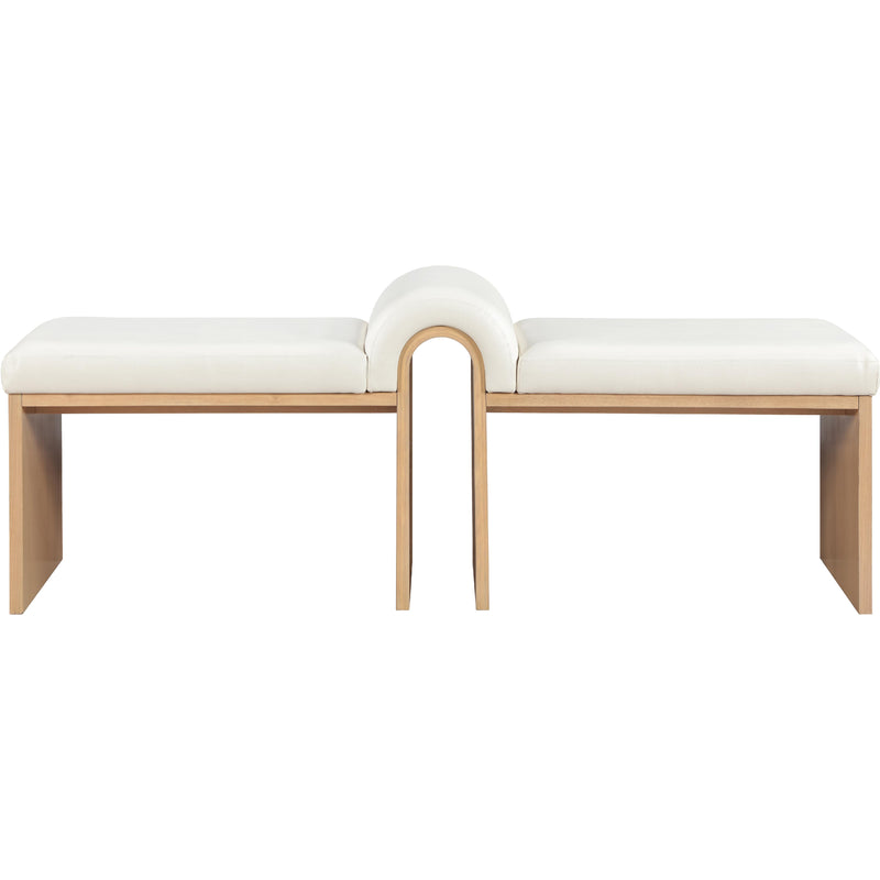 Meridian Delphine Cream Vegan Leather Bench IMAGE 3