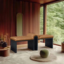 Meridian Delphine Cognac Vegan Leather Bench IMAGE 2