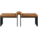 Meridian Delphine Cognac Vegan Leather Bench IMAGE 3
