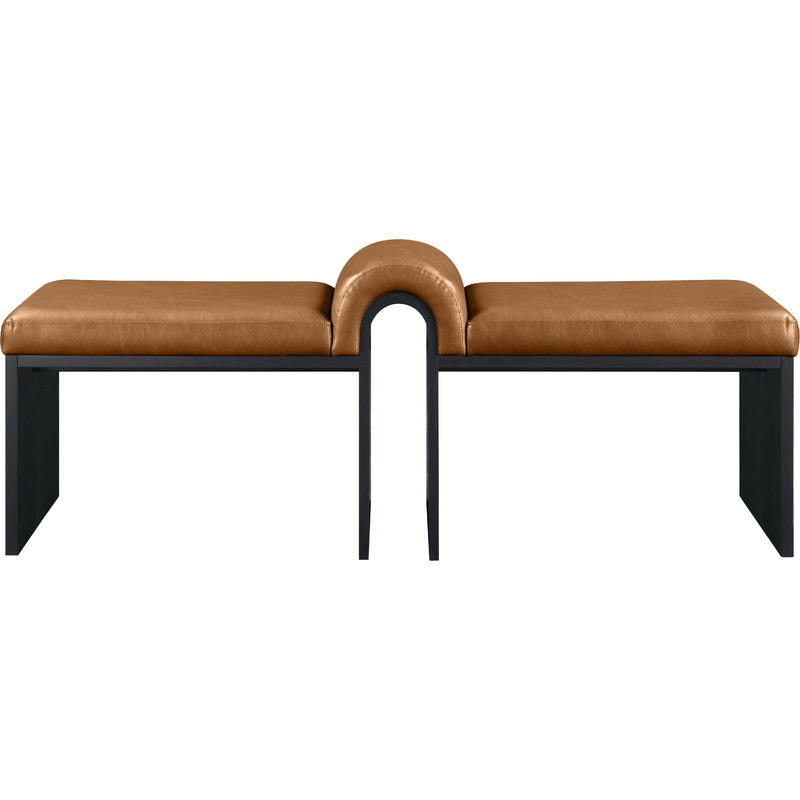 Meridian Delphine Cognac Vegan Leather Bench IMAGE 3