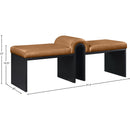 Meridian Delphine Cognac Vegan Leather Bench IMAGE 7