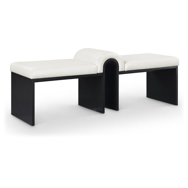 Meridian Delphine Cream Vegan Leather Bench IMAGE 1