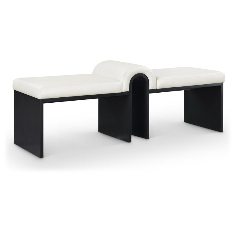 Meridian Delphine Cream Vegan Leather Bench IMAGE 1