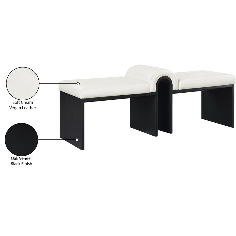 Meridian Delphine Cream Vegan Leather Bench IMAGE 8