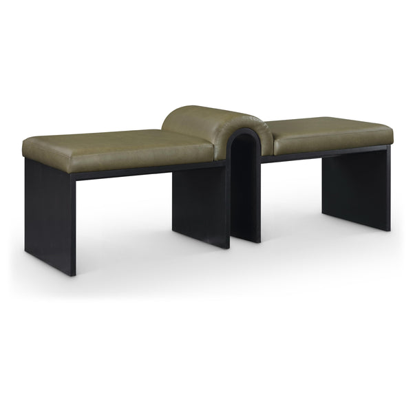 Meridian Delphine Olive Vegan Leather Bench IMAGE 1
