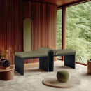 Meridian Delphine Olive Vegan Leather Bench IMAGE 2