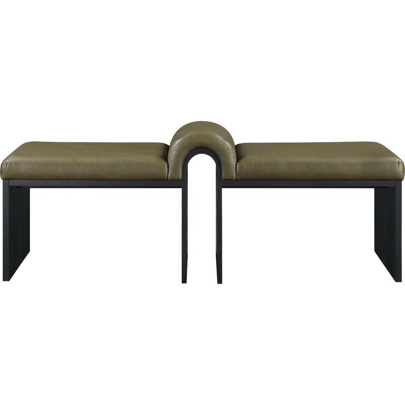 Meridian Delphine Olive Vegan Leather Bench IMAGE 3
