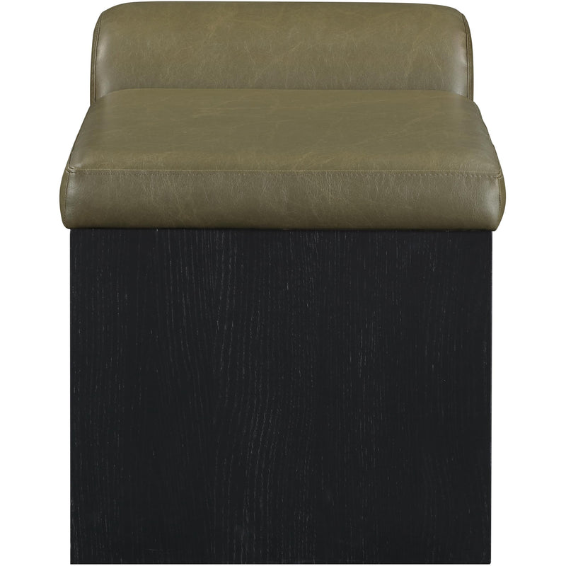Meridian Delphine Olive Vegan Leather Bench IMAGE 4