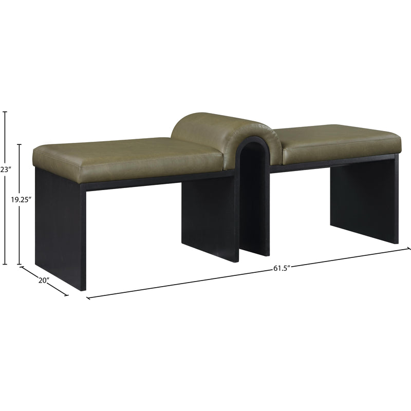 Meridian Delphine Olive Vegan Leather Bench IMAGE 7