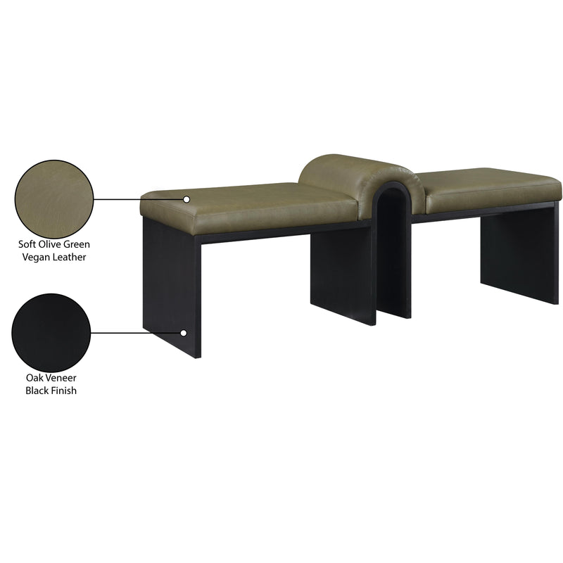 Meridian Delphine Olive Vegan Leather Bench IMAGE 8