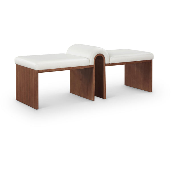 Meridian Delphine Cream Vegan Leather Bench IMAGE 1