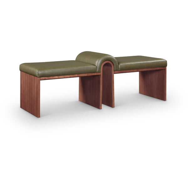Meridian Delphine Olive Vegan Leather Bench IMAGE 1