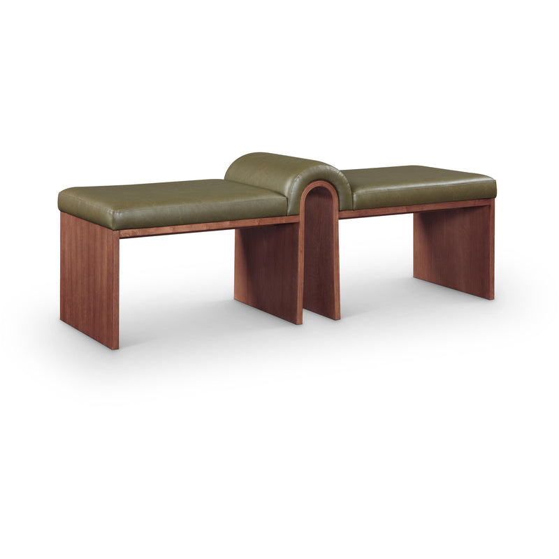 Meridian Delphine Olive Vegan Leather Bench IMAGE 1