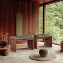 Meridian Delphine Olive Vegan Leather Bench IMAGE 2