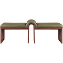 Meridian Delphine Olive Vegan Leather Bench IMAGE 3