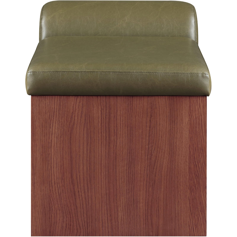 Meridian Delphine Olive Vegan Leather Bench IMAGE 4