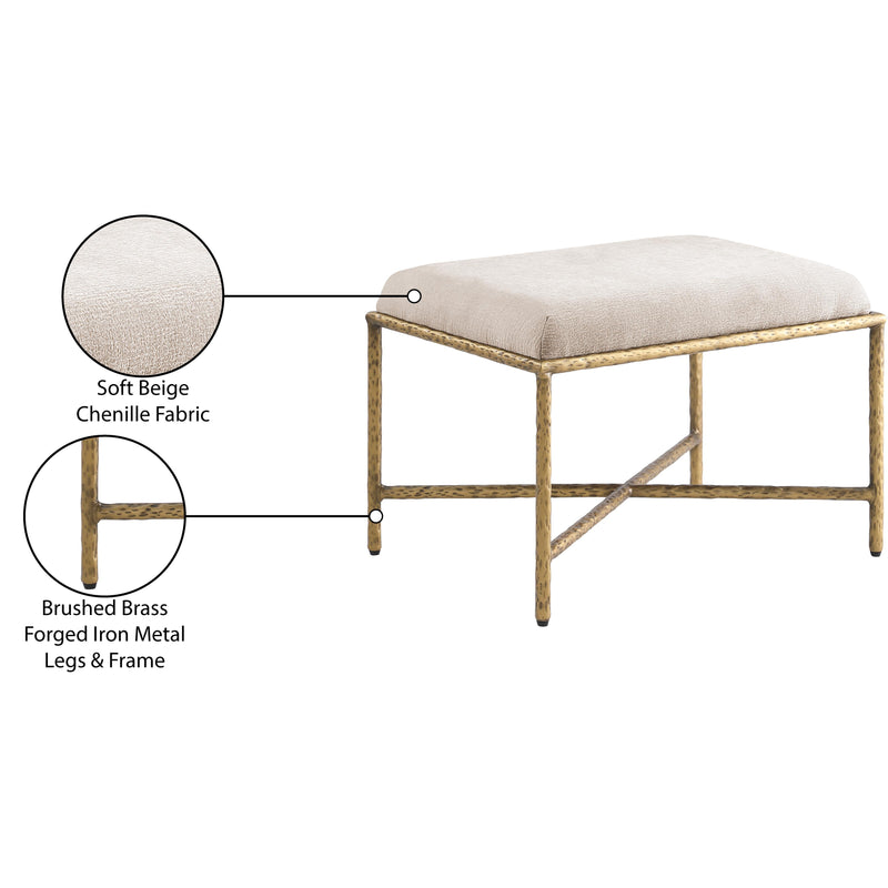Meridian Valley Beige Chenille Fabric Bench IMAGE 7