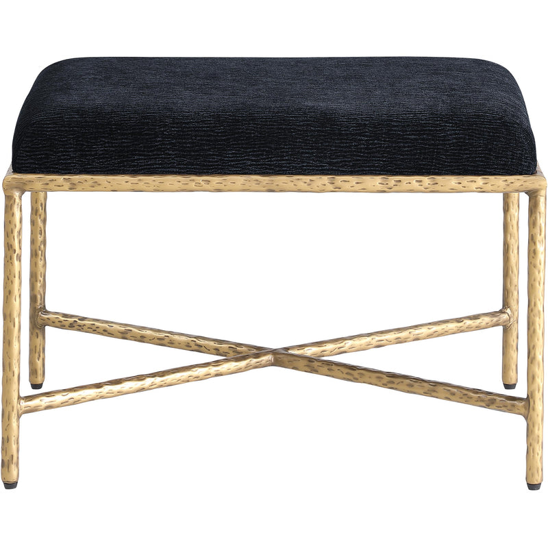 Meridian Valley Black Chenille Fabric Bench IMAGE 3