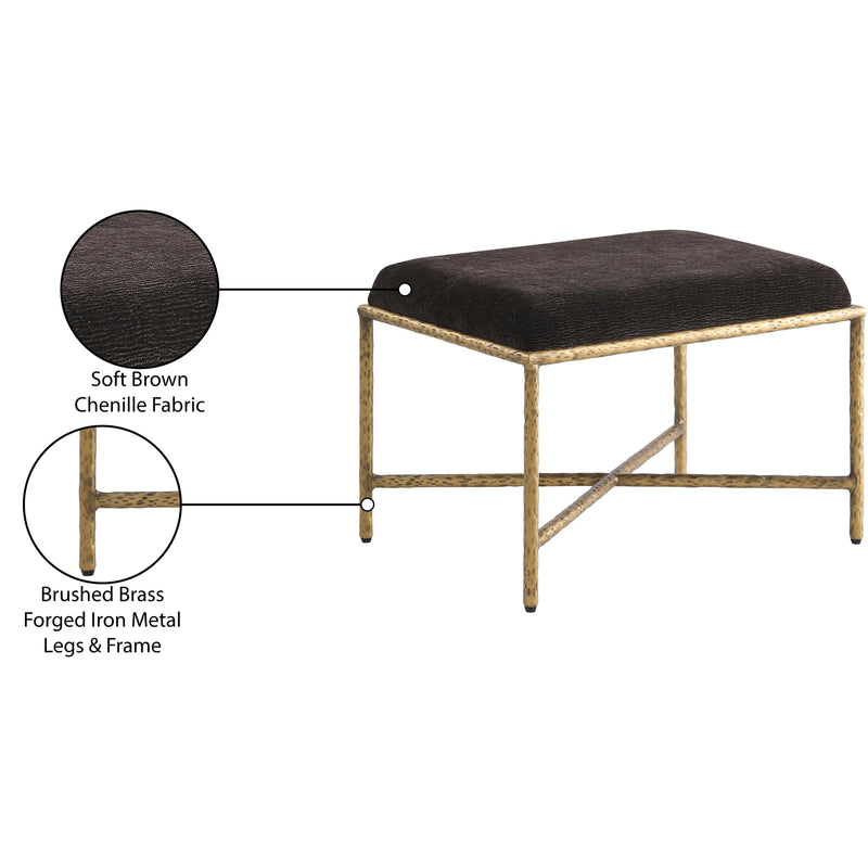 Meridian Valley Brown Chenille Fabric Bench IMAGE 7