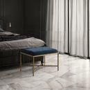 Meridian Valley Navy Chenille Fabric Bench IMAGE 2