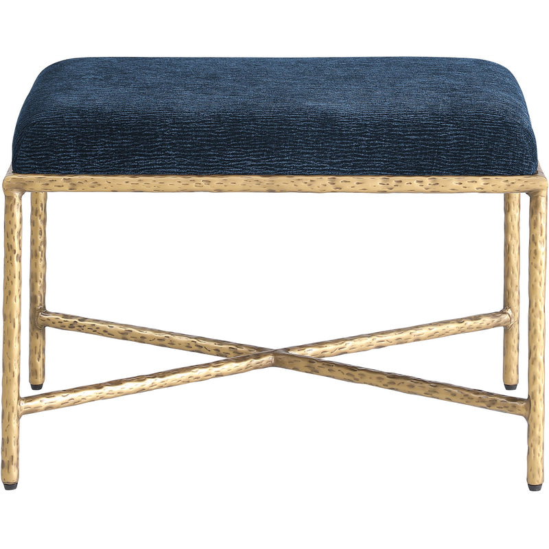 Meridian Valley Navy Chenille Fabric Bench IMAGE 3