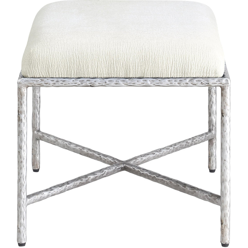Meridian Valley Cream Chenille Fabric Bench IMAGE 4