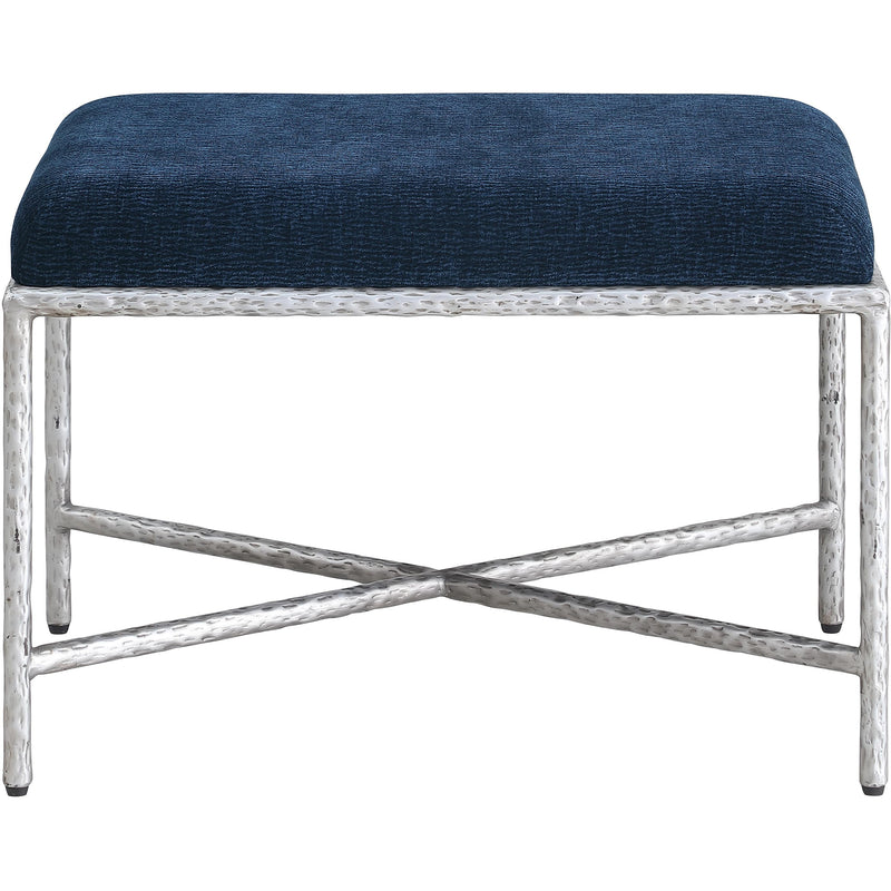 Meridian Valley Navy Chenille Fabric Bench IMAGE 3