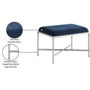 Meridian Valley Navy Chenille Fabric Bench IMAGE 7