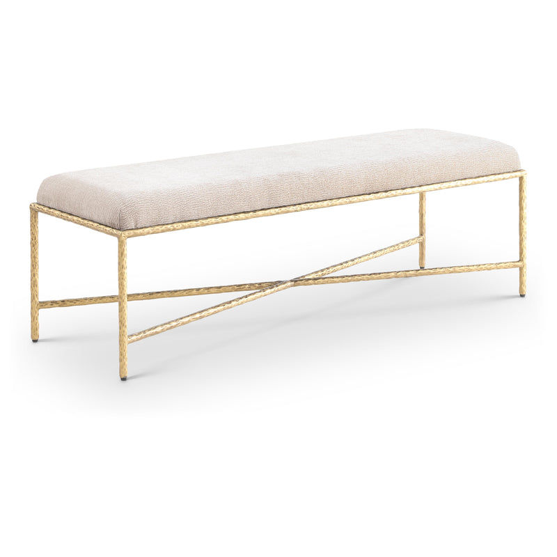 Meridian Valley Beige Chenille Fabric Bench IMAGE 1