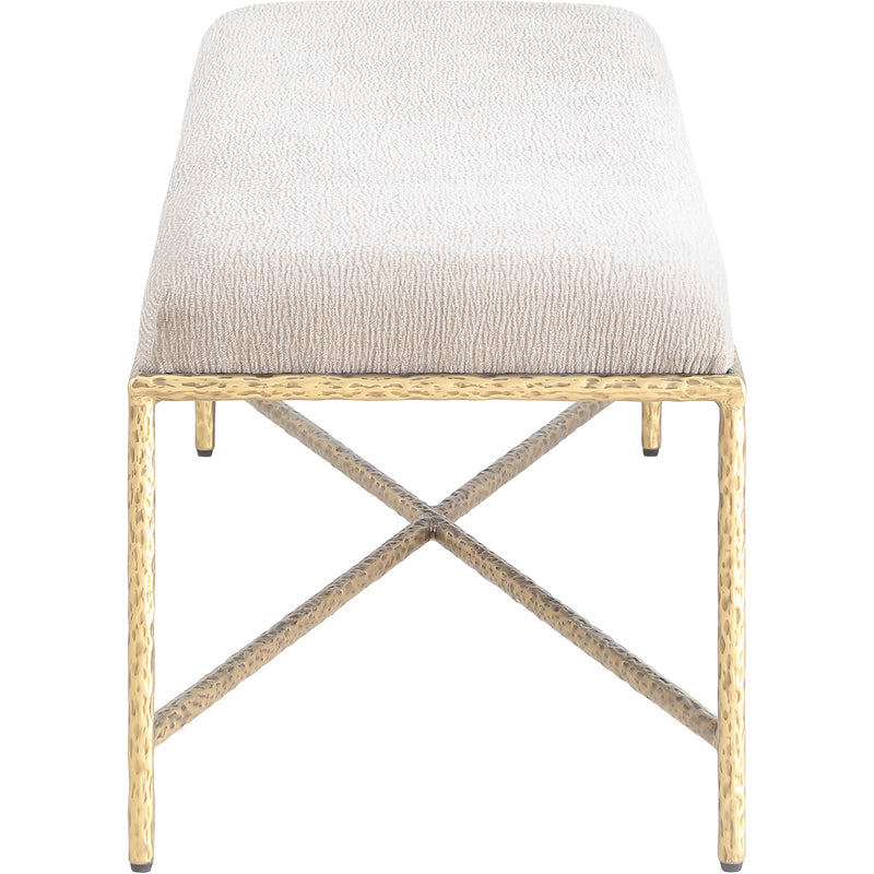 Meridian Valley Beige Chenille Fabric Bench IMAGE 4
