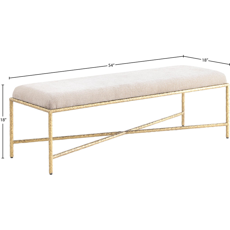 Meridian Valley Beige Chenille Fabric Bench IMAGE 6