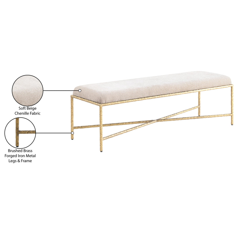 Meridian Valley Beige Chenille Fabric Bench IMAGE 7