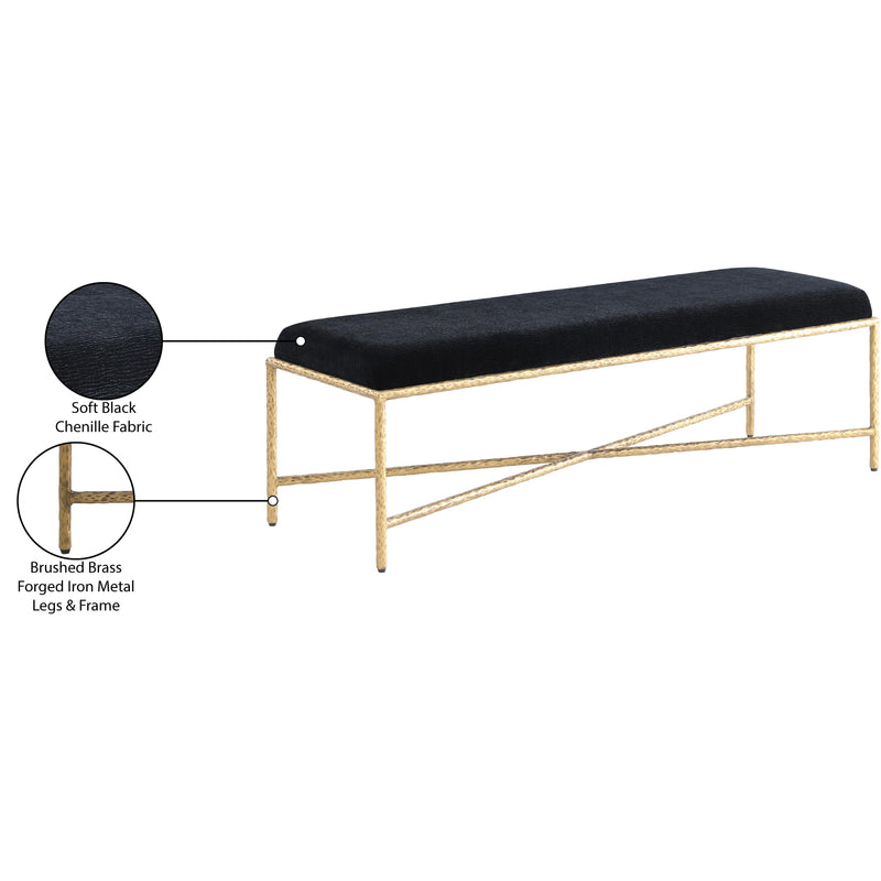 Meridian Valley Black Chenille Fabric Bench IMAGE 7