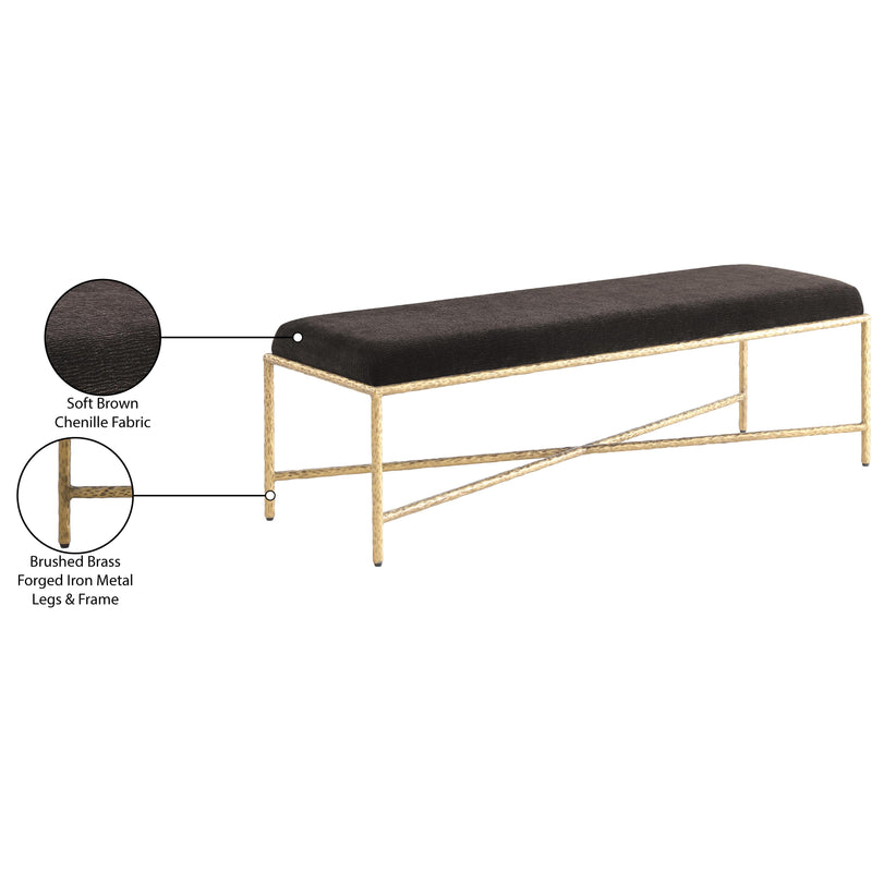 Meridian Valley Brown Chenille Fabric Bench IMAGE 7