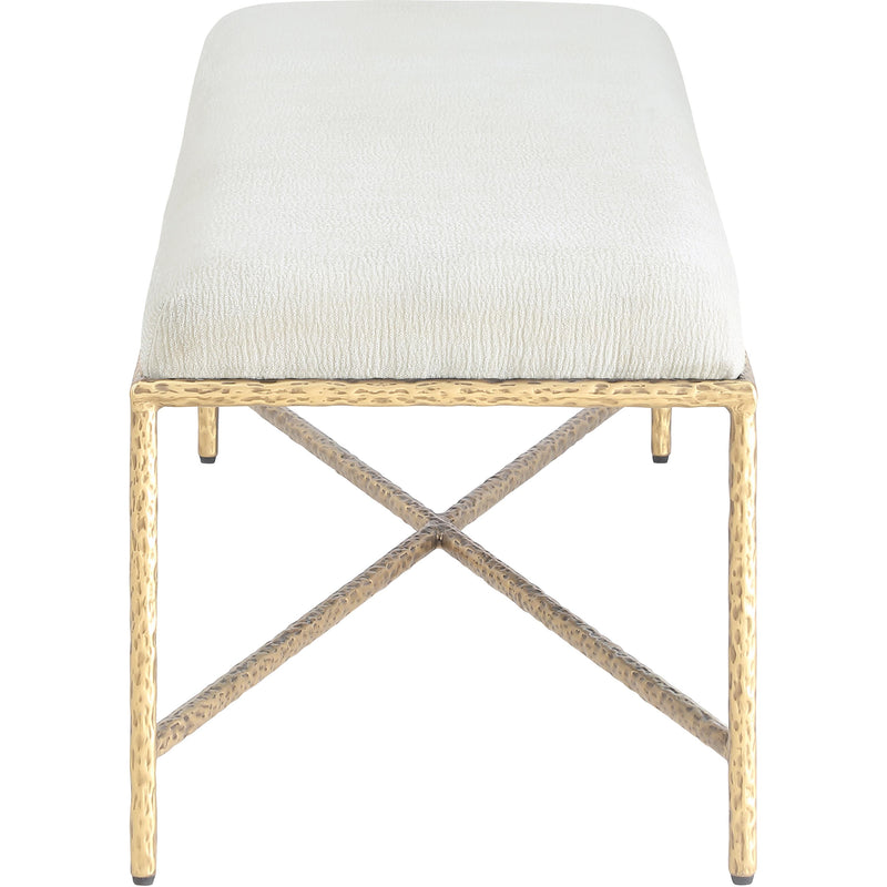 Meridian Valley Cream Chenille Fabric Bench IMAGE 4