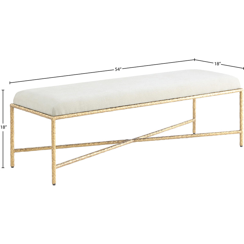 Meridian Valley Cream Chenille Fabric Bench IMAGE 6