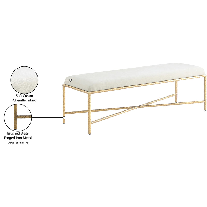 Meridian Valley Cream Chenille Fabric Bench IMAGE 7