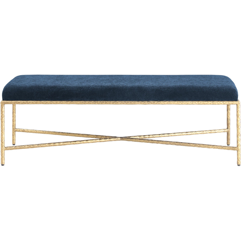Meridian Valley Navy Chenille Fabric Bench IMAGE 3
