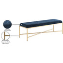 Meridian Valley Navy Chenille Fabric Bench IMAGE 7