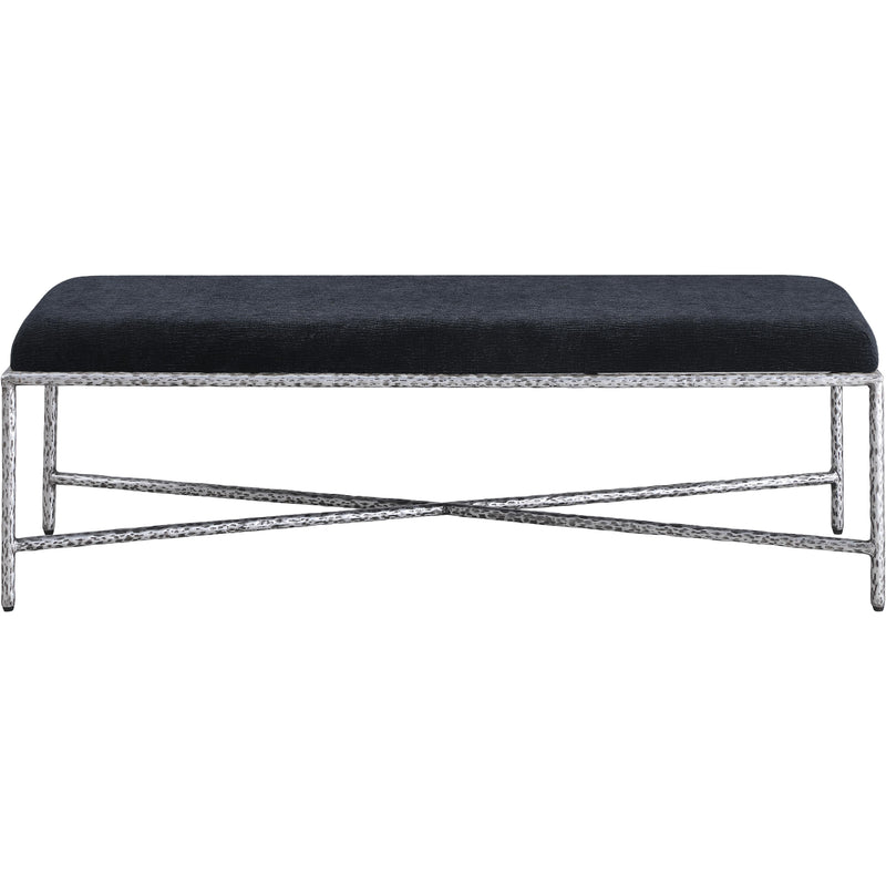 Meridian Valley Black Chenille Fabric Bench IMAGE 3